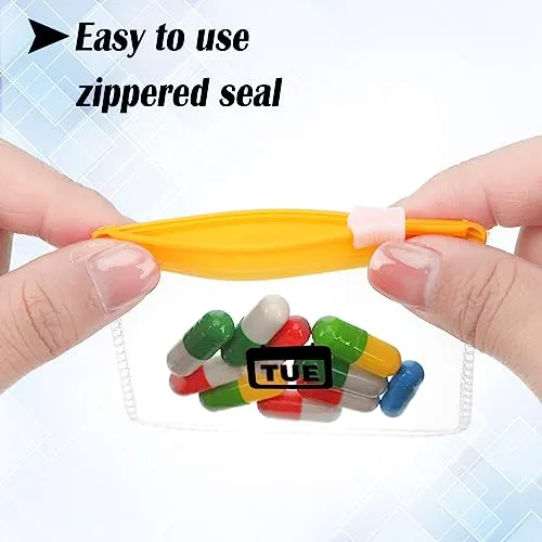 29 Pcs Weekly Pill Pouches Bags Set Monthly Zippered Pill Pouch Set Reusable Clear Plastic Pill Bags Self Sealing Travel Medicine Organizer Storage Pouches with Slide Lock for Small Items (Multicolor)