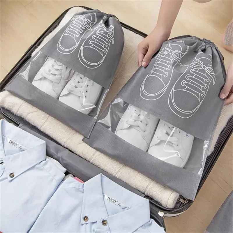 5/10pcs Portable Non Woven Waterproof Shoes Storage Bag
