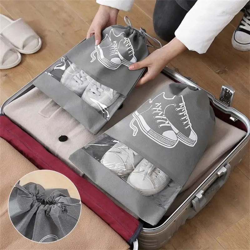 5/10pcs Portable Non Woven Waterproof Shoes Storage Bag