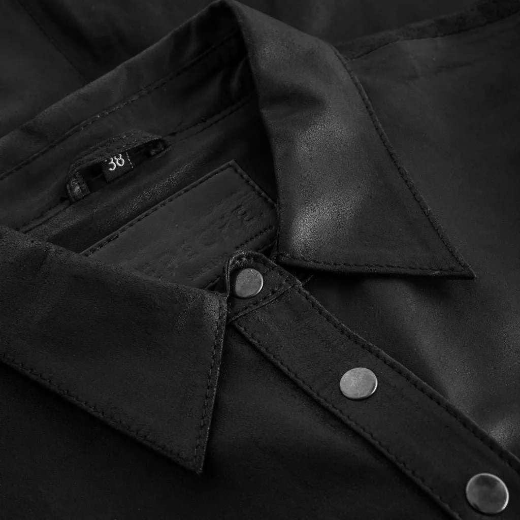 Basic Sharon shirt in soft leather quality / 50112 - Black (Nero)