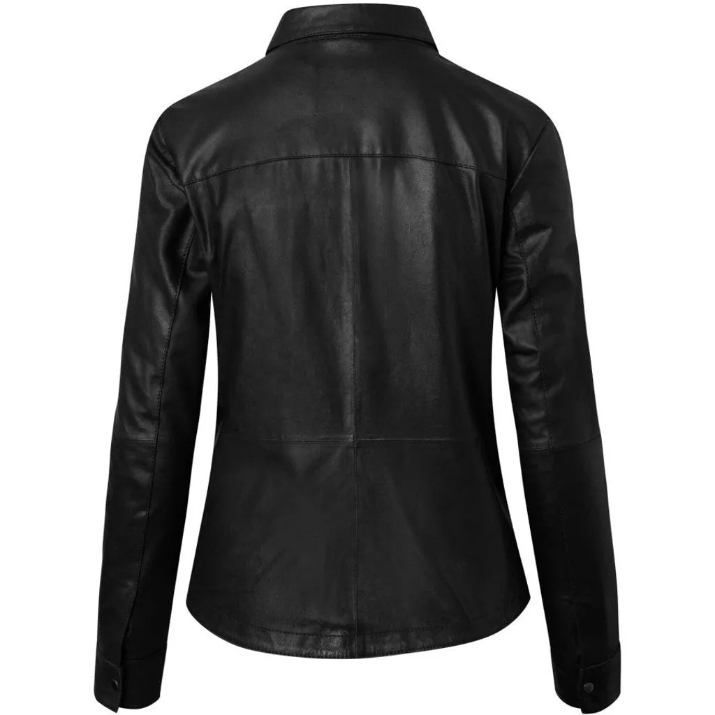 Basic Sharon shirt in soft leather quality / 50112 - Black (Nero)