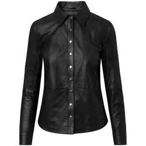 Basic Sharon shirt in soft leather quality / 50112 - Black (Nero)