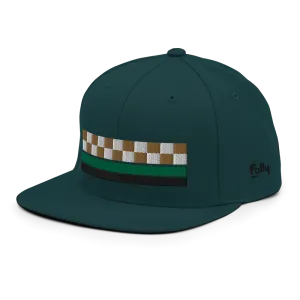 Checker Snapback Hat: Dk Green