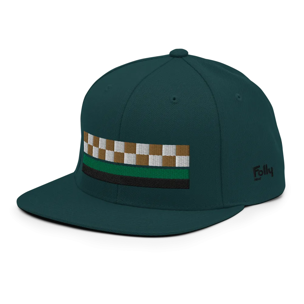 Checker Snapback Hat: Dk Green