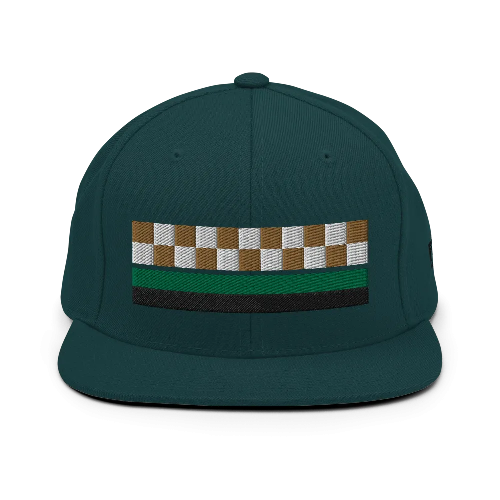 Checker Snapback Hat: Dk Green