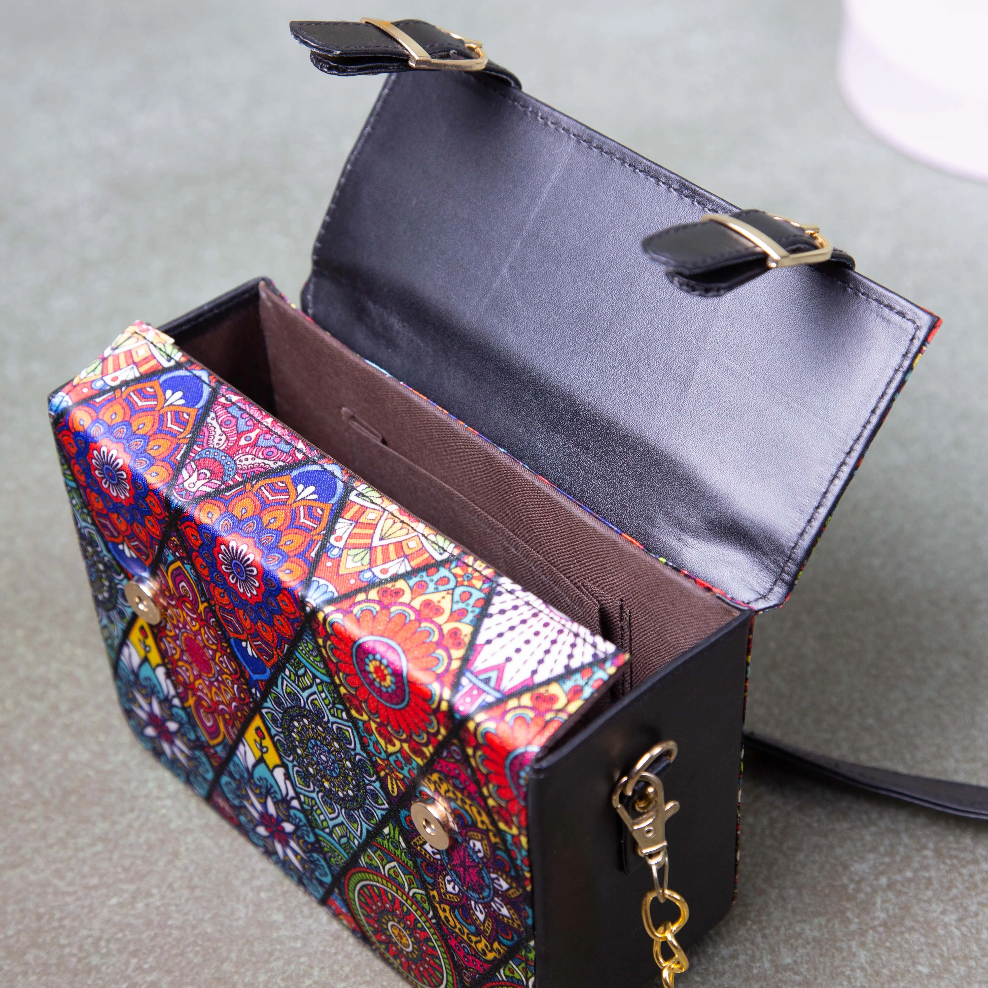 Cuboid Case Sling bags Multi-Colour Diamond Design.