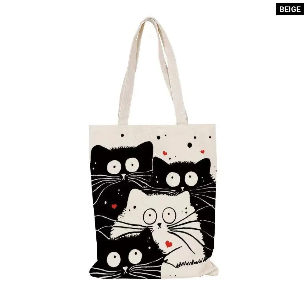 Cute Aesthetic Reusable Tote Bag with Inner Zipper for Women