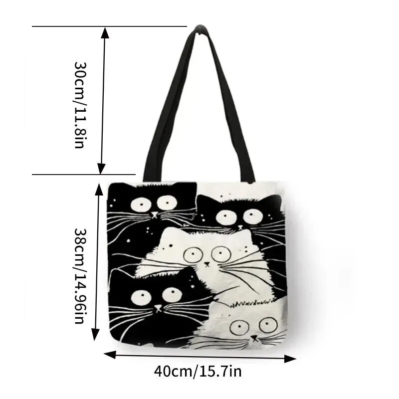 Cute Aesthetic Reusable Tote Bag with Inner Zipper for Women