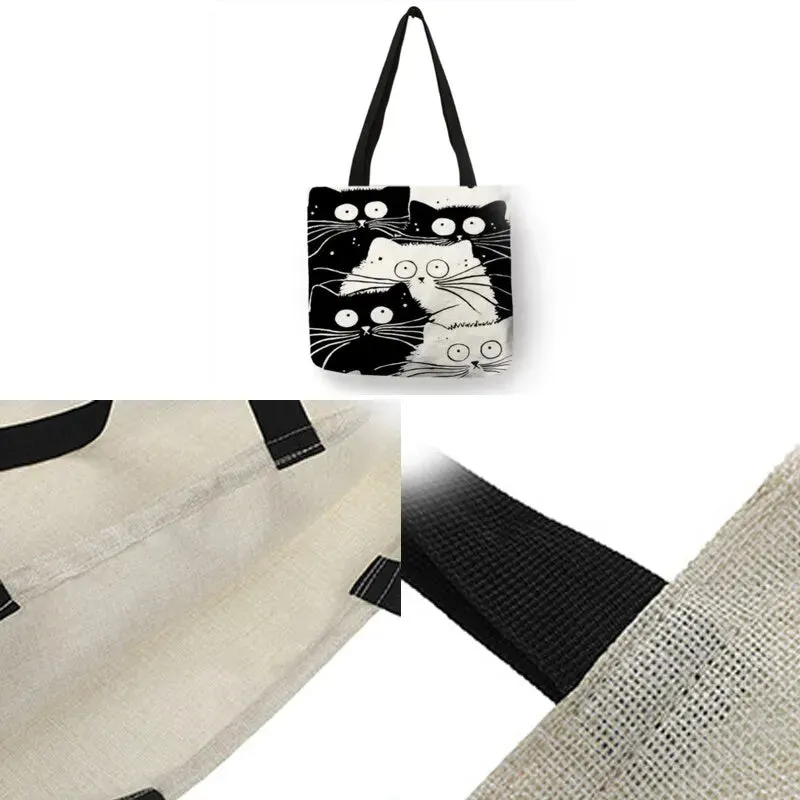 Cute Aesthetic Reusable Tote Bag with Inner Zipper for Women