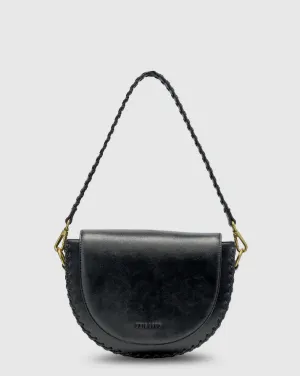 Daphne Tooled Shoulder Bag Black