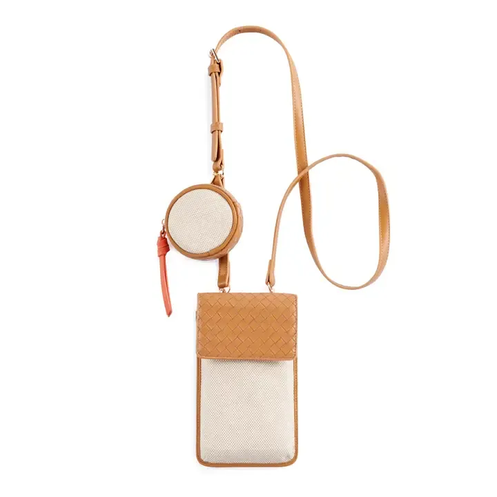 Frankie Phone Holder  Tan Crossbody with Removable Coin Pouch