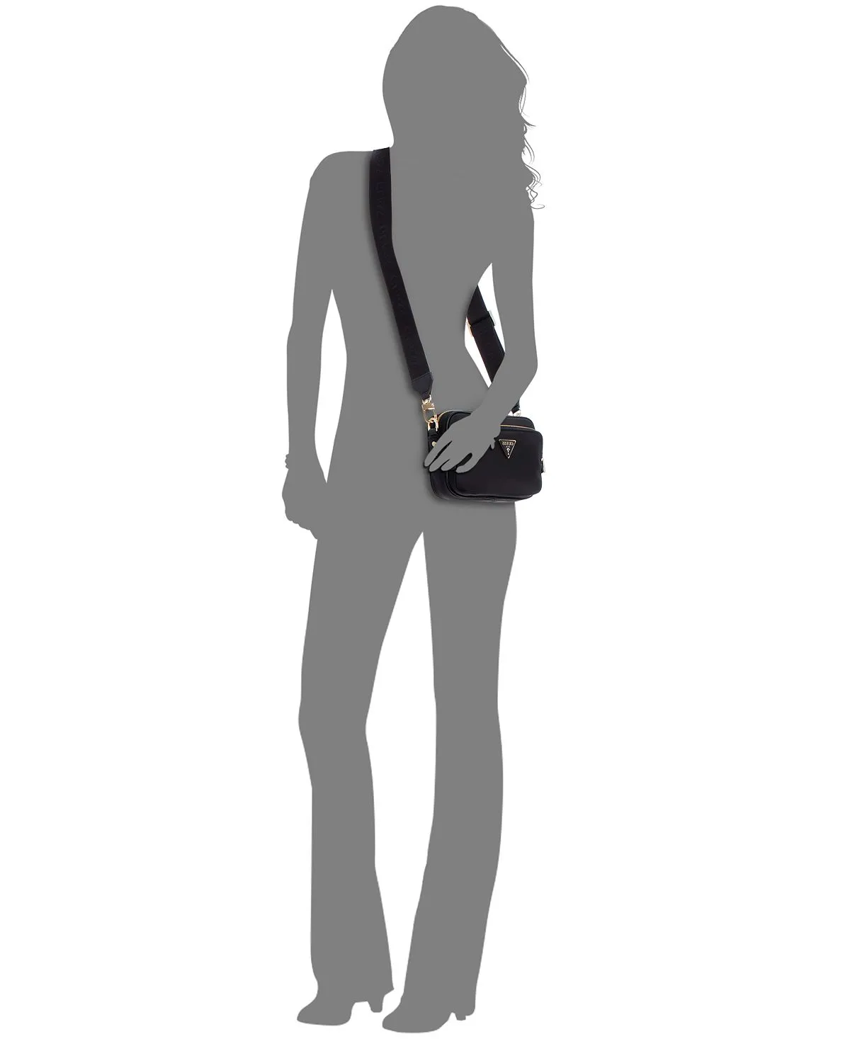 GUESS Little Bay Nylon Crossbody Bag with Double Compartment Camera black