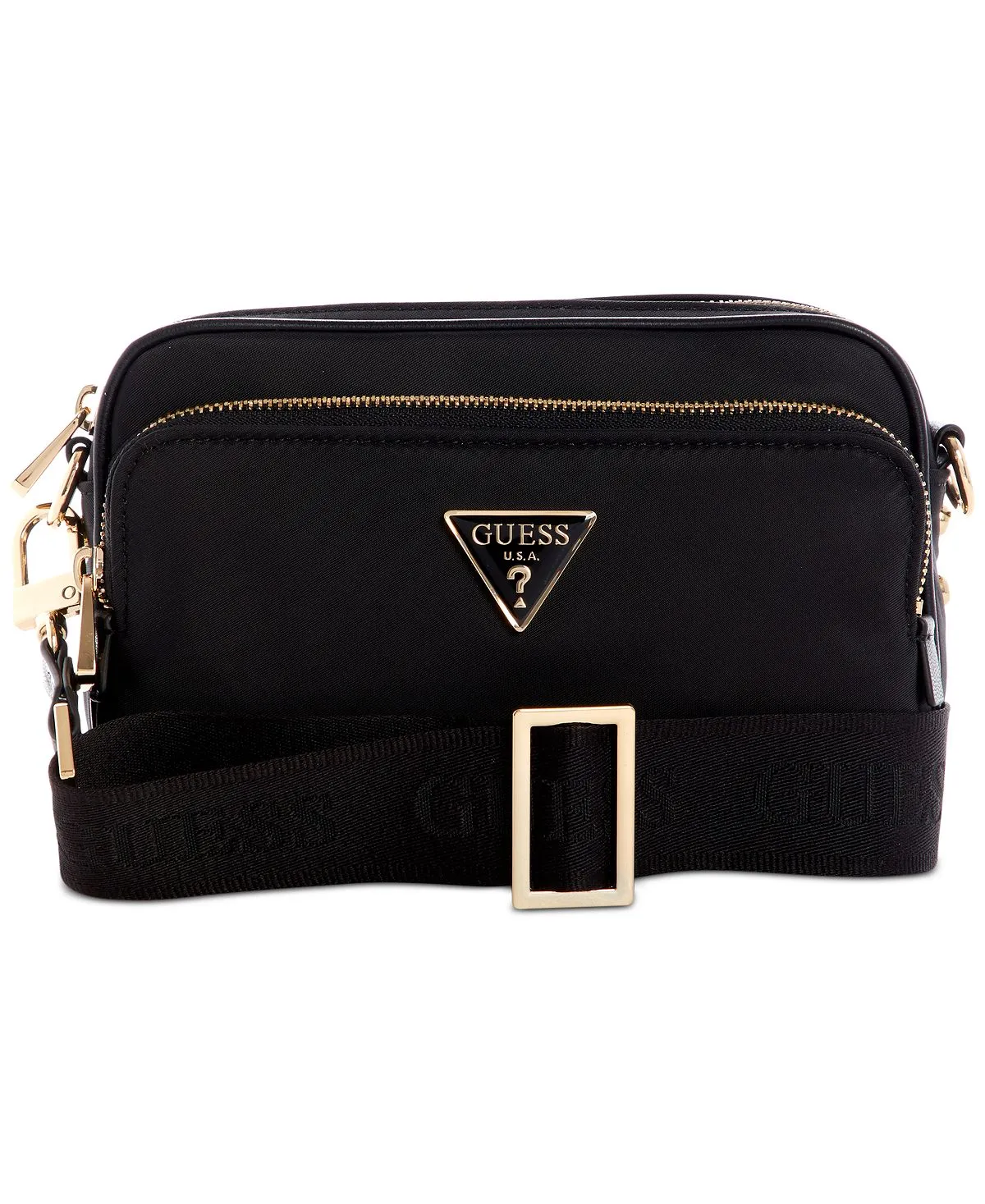GUESS Little Bay Nylon Crossbody Bag with Double Compartment Camera black