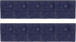 Hsiwto Pack of 10 Velvet Jewelry Pouch Storage Bags Portable Jewelry Gift Bag With Snap Button, Small Dark Blue