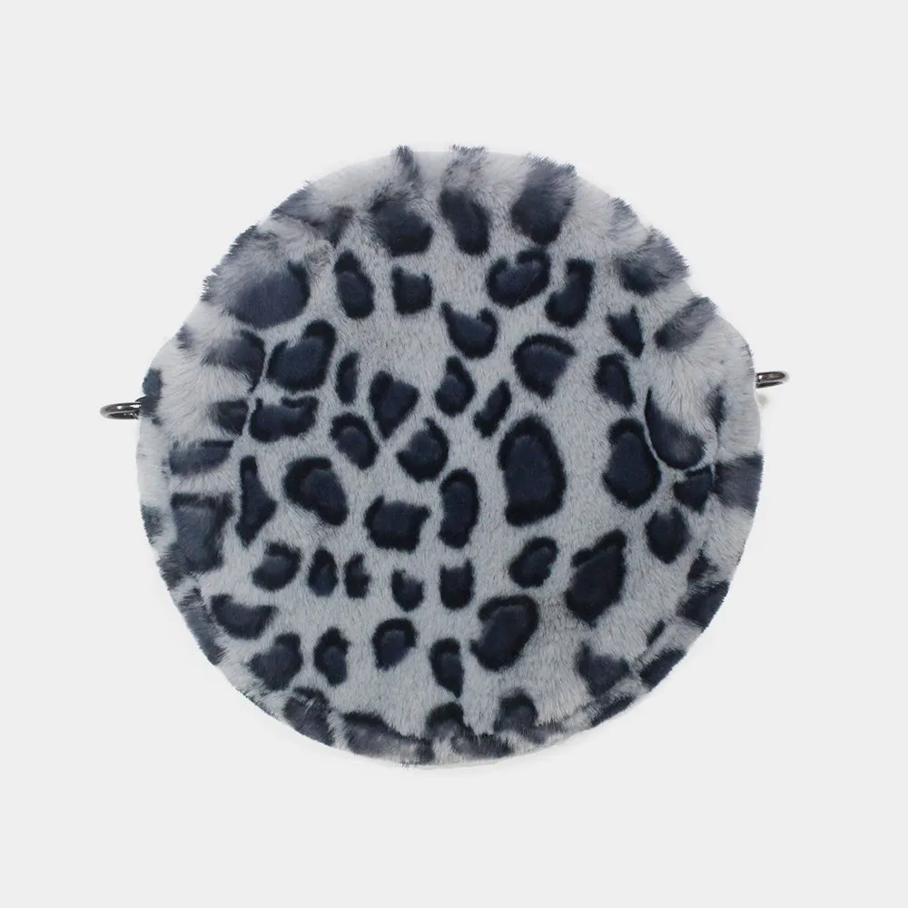 iLLASPARKZ Leopard Faux Fur Round Crossbody Bag