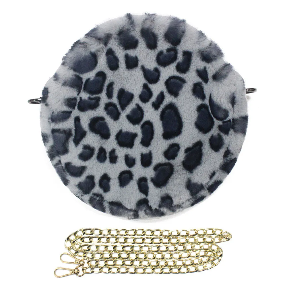 iLLASPARKZ Leopard Faux Fur Round Crossbody Bag