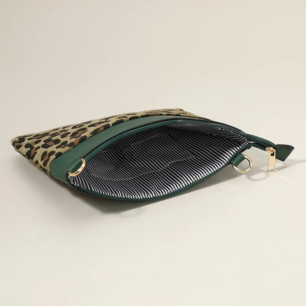 iLLASPARKZ Leopard Patterned Accented Faux Leather Crossbody Bag