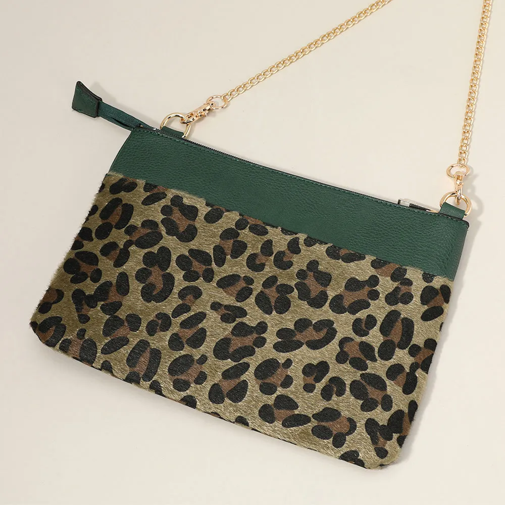 iLLASPARKZ Leopard Patterned Accented Faux Leather Crossbody Bag