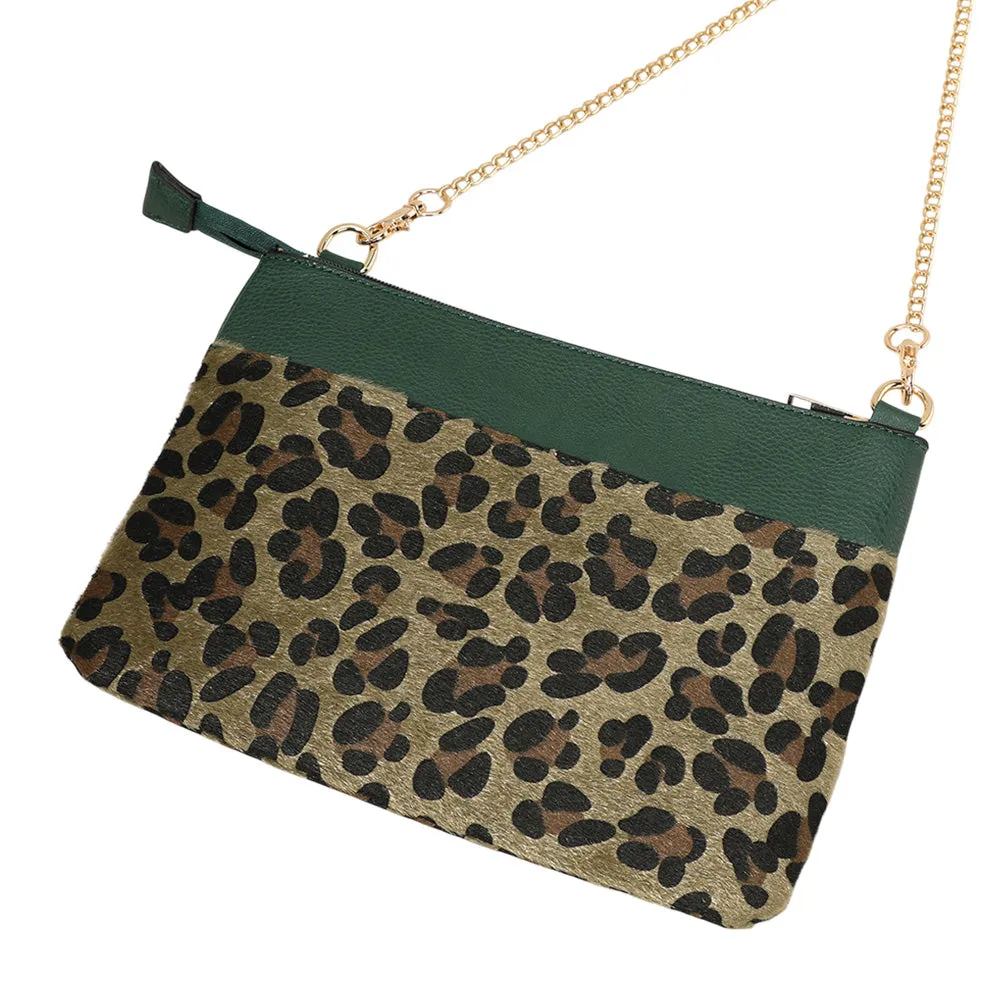 iLLASPARKZ Leopard Patterned Accented Faux Leather Crossbody Bag