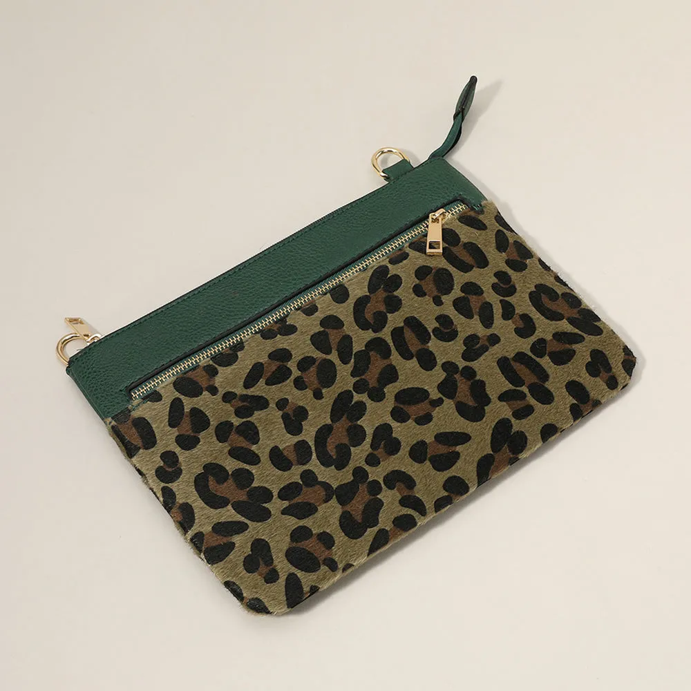 iLLASPARKZ Leopard Patterned Accented Faux Leather Crossbody Bag