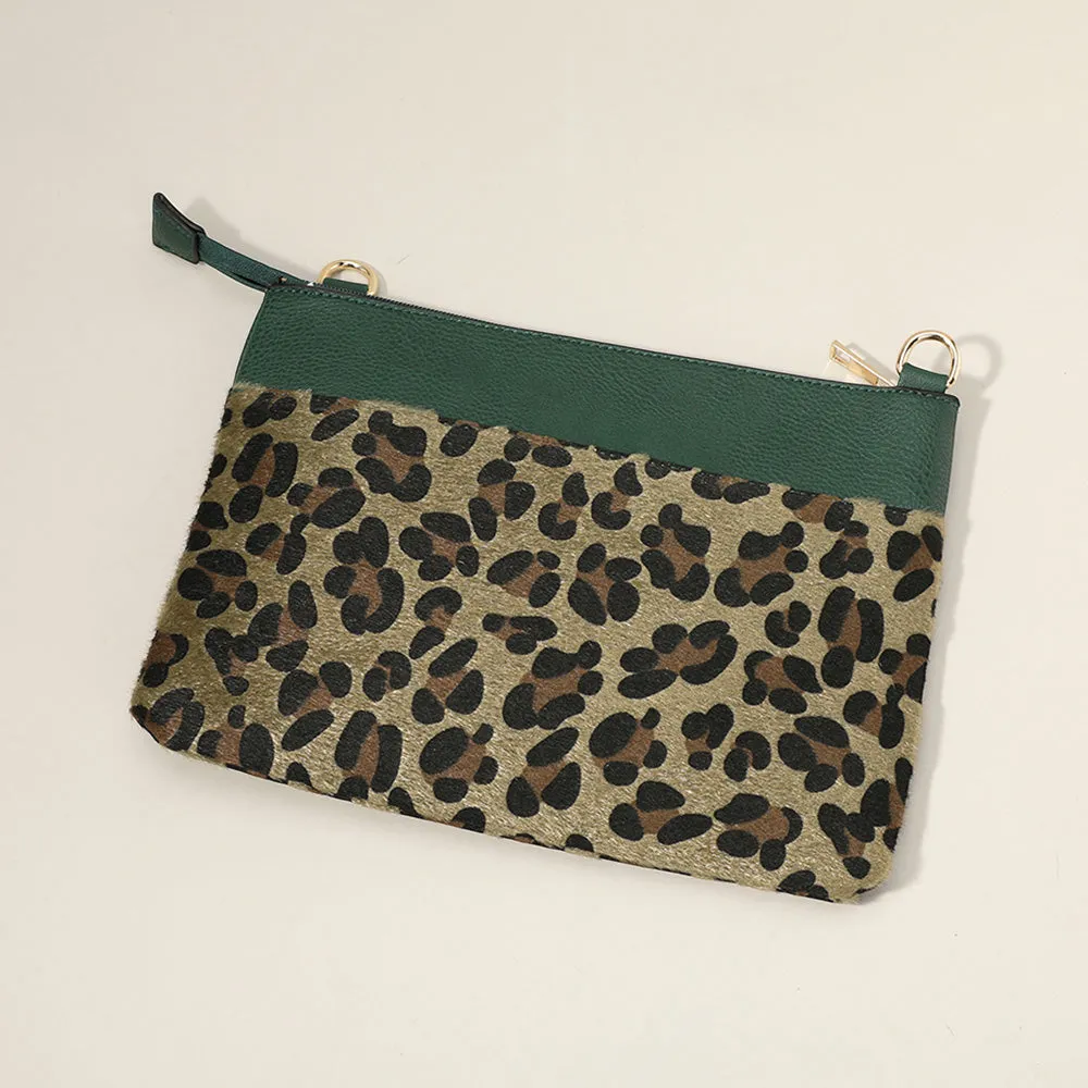 iLLASPARKZ Leopard Patterned Accented Faux Leather Crossbody Bag