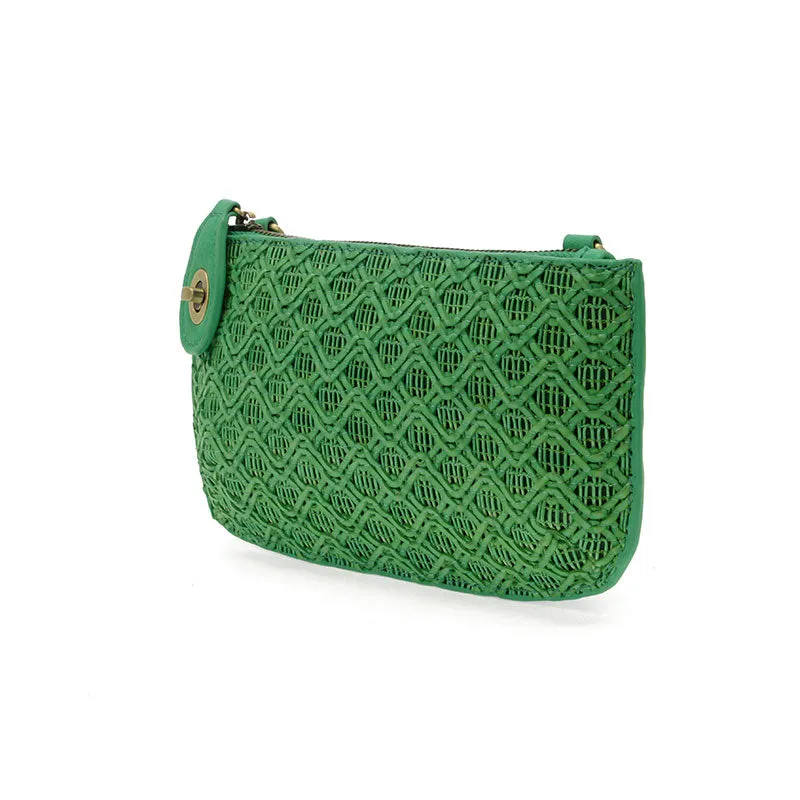 Lattice Woven Mini Crossbody Wristlet Clutch