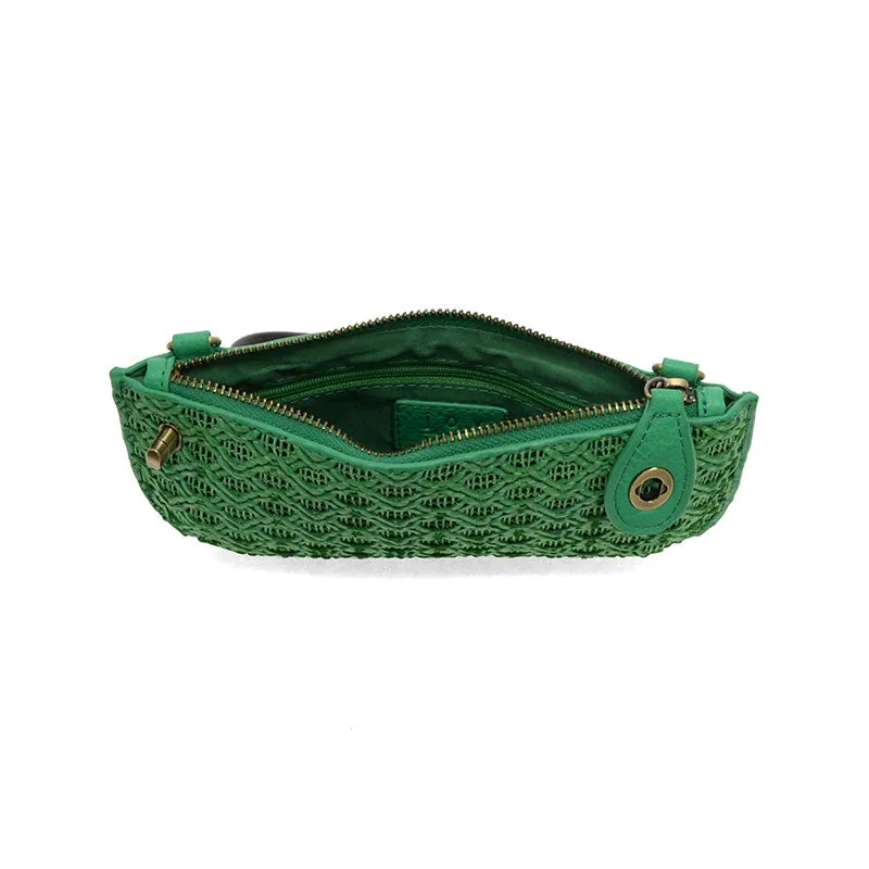 Lattice Woven Mini Crossbody Wristlet Clutch