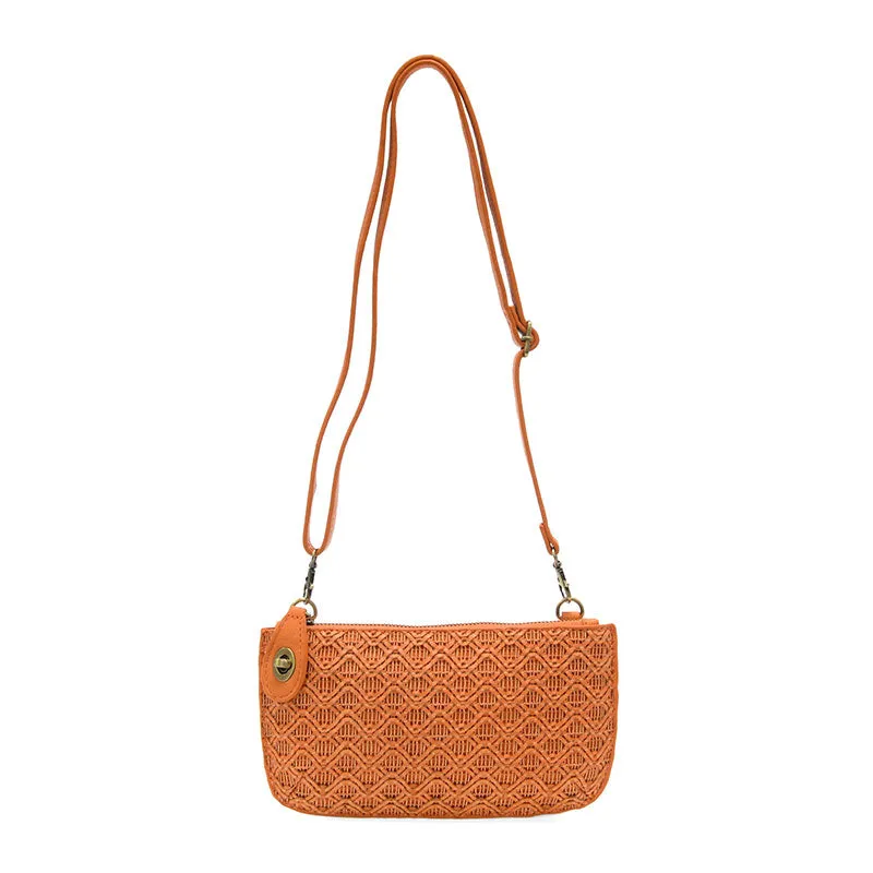 Lattice Woven Mini Crossbody Wristlet Clutch