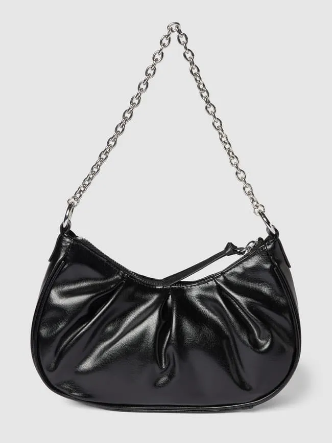 Mango leather shoulder bag, black
