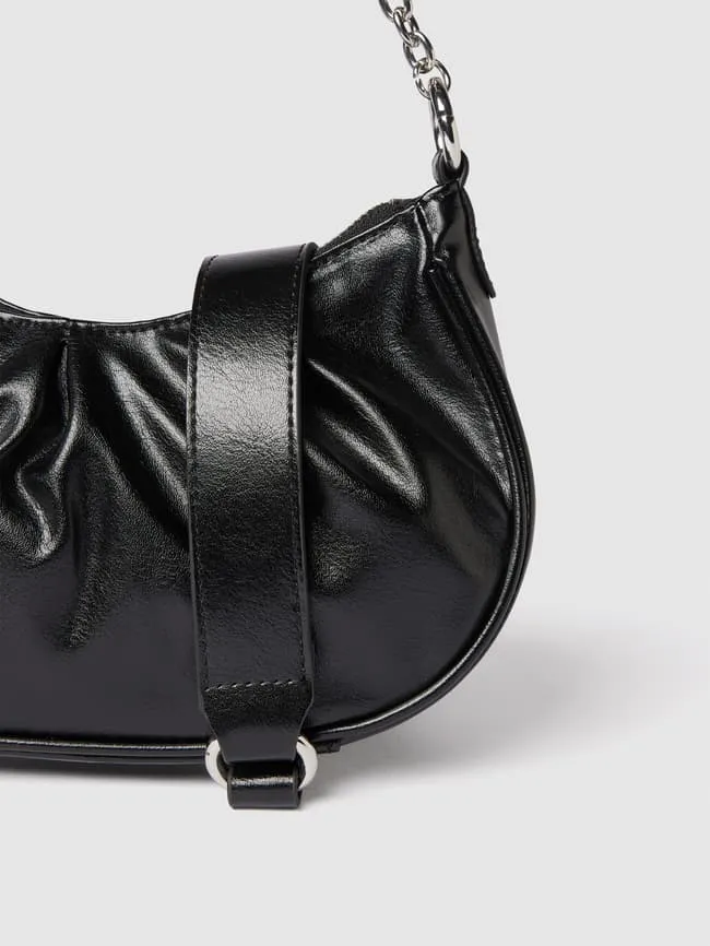Mango leather shoulder bag, black