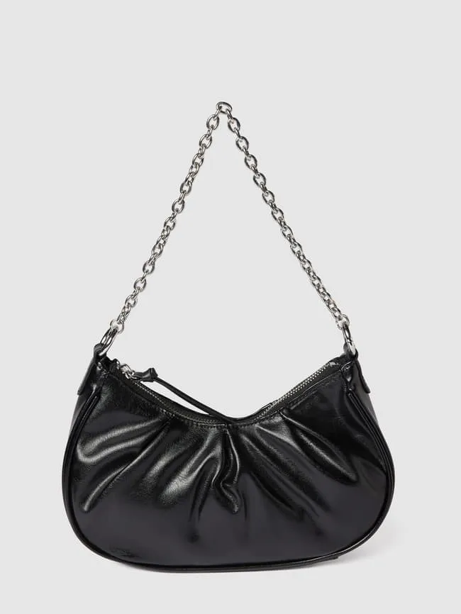 Mango leather shoulder bag, black