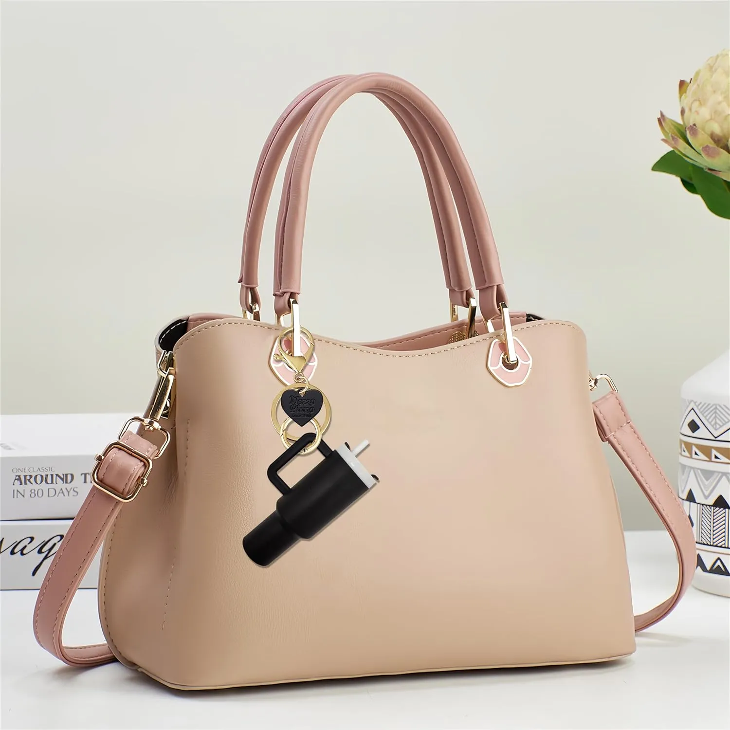 Mini Tumbler Keychain for Stanley Cup Accessories,Cute Mini Cup Heart Charm for School Bag Backpack Girl Women