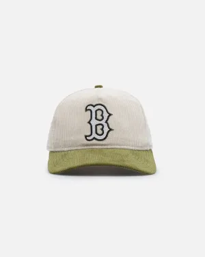 New Era Boston Red Sox 'Dusty Olive Corduroy' Golfer Pre-Curved Snapback Green Med
