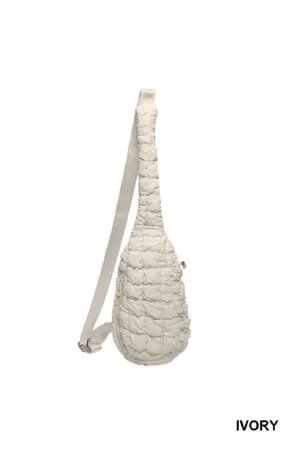 Quilted Puffy Crossbody Sling Bag/ Ivory