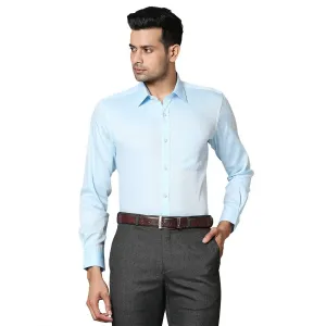Raymond Men Blue Structured Contemporary Fit Cotton Formal Shirt