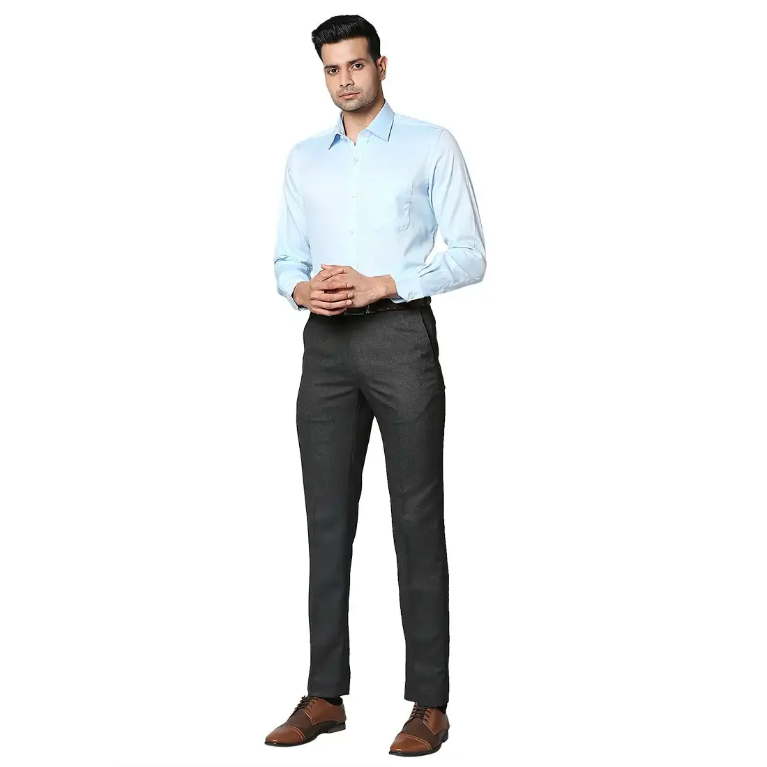 Raymond Men Blue Structured Contemporary Fit Cotton Formal Shirt