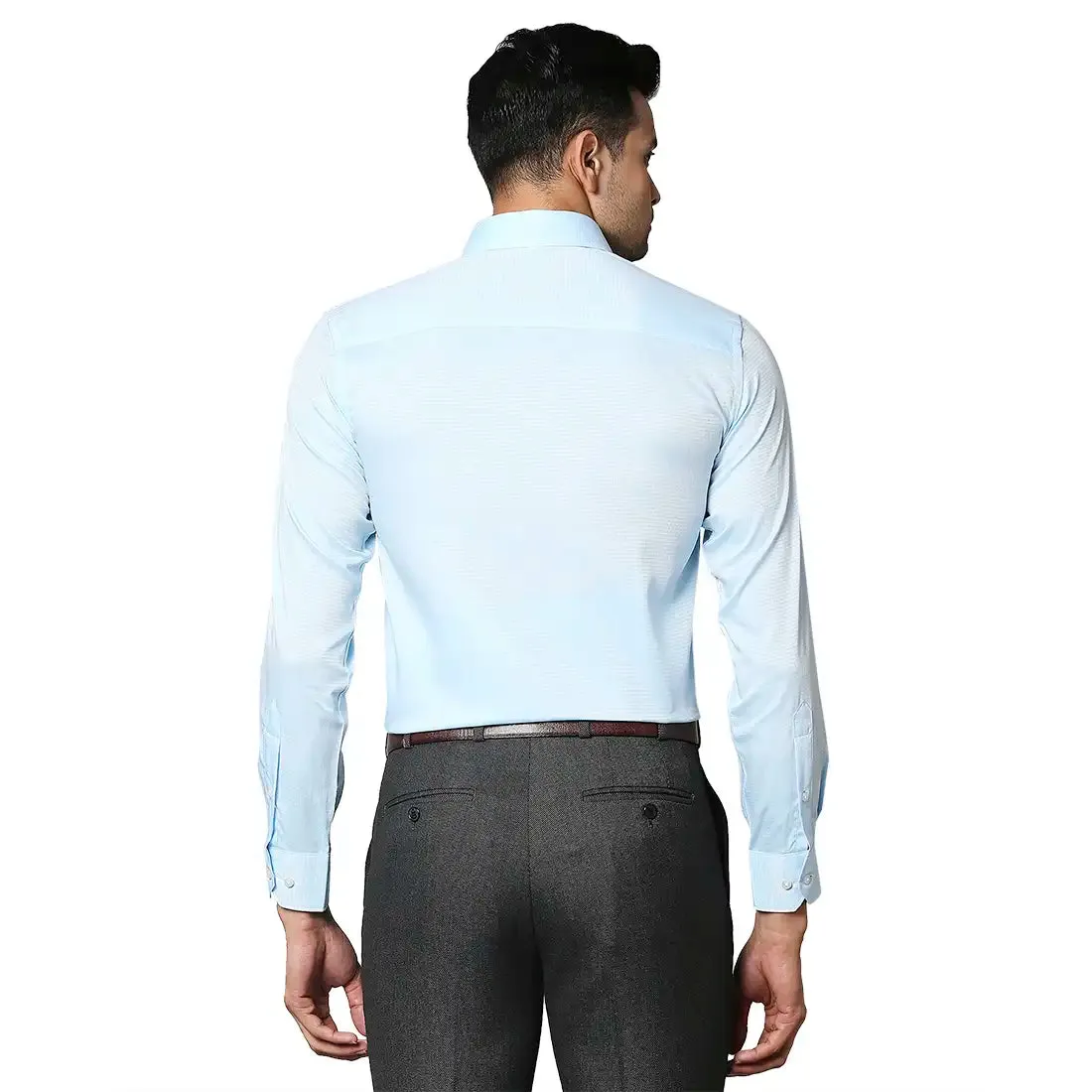 Raymond Men Blue Structured Contemporary Fit Cotton Formal Shirt