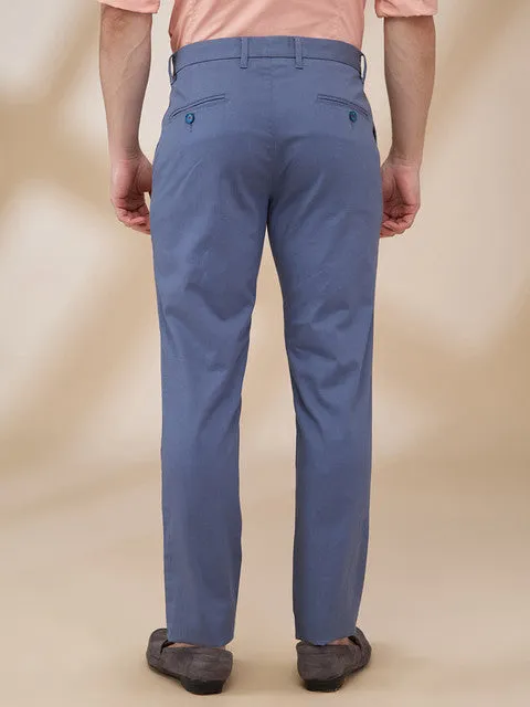 Raymond Men Blue Structured Slim Fit Cotton Blend Trouser