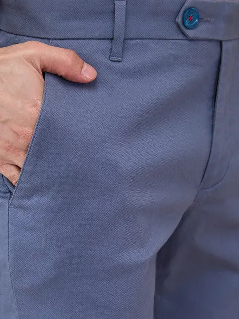 Raymond Men Blue Structured Slim Fit Cotton Blend Trouser