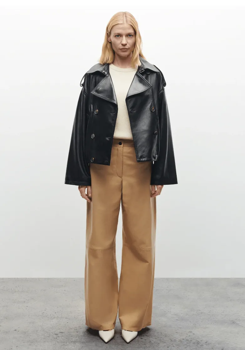 Rima Cropped Leather Trench