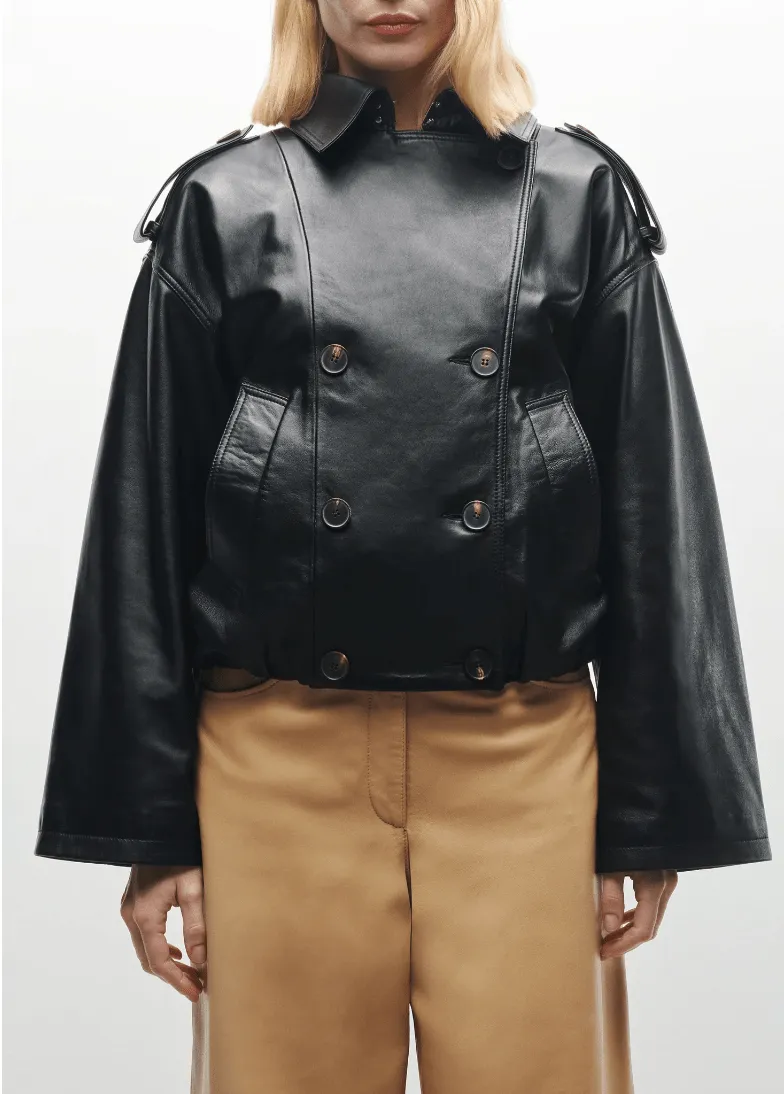 Rima Cropped Leather Trench
