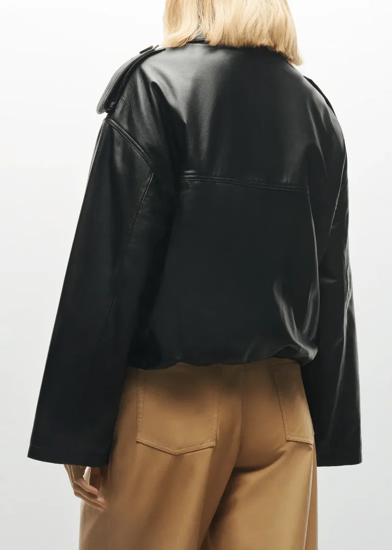 Rima Cropped Leather Trench