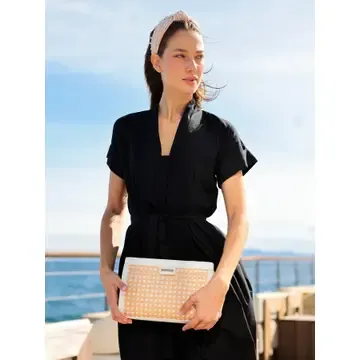 Tan Soleil Rattan Clutch