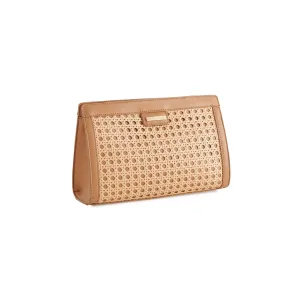 Tan Soleil Rattan Clutch