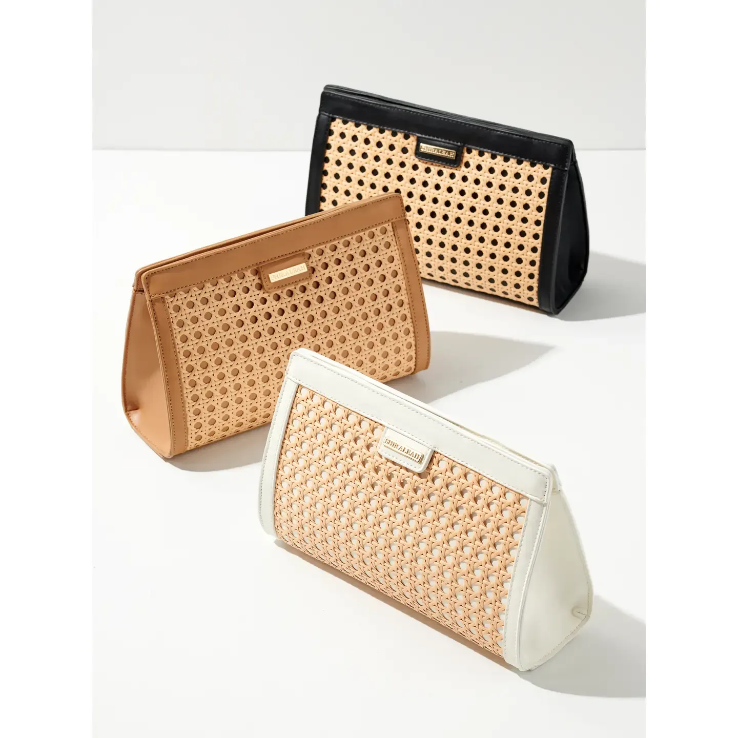 Tan Soleil Rattan Clutch