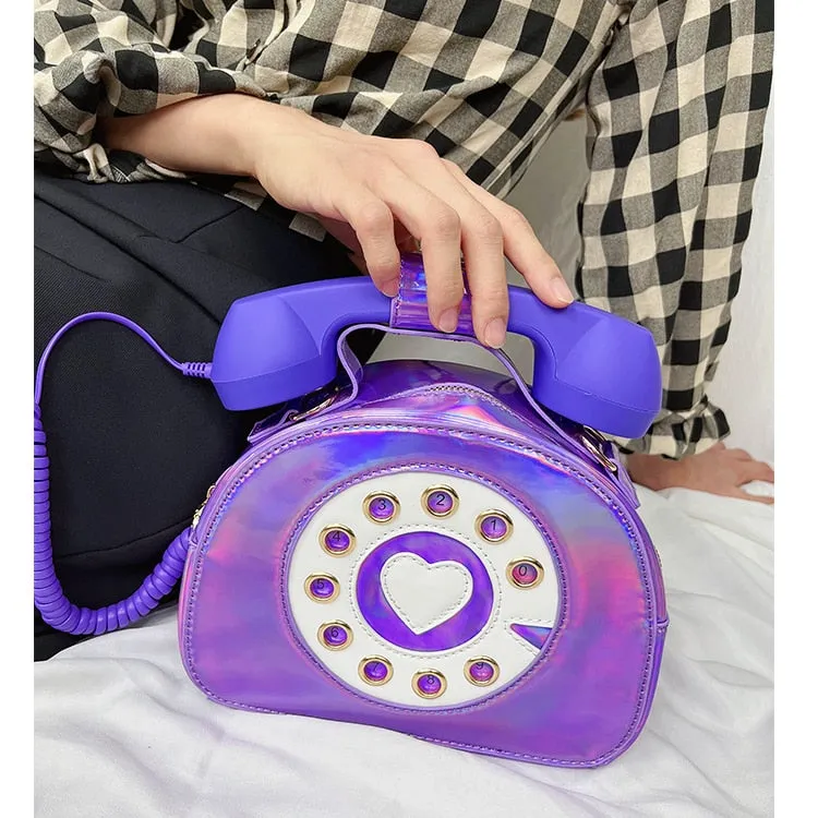 Telephone Shape Purses and Handbags for Women Fashion Pink Shoulder Bag Novel Designer Brand Crossbody Bag Top-Handle Totes 1