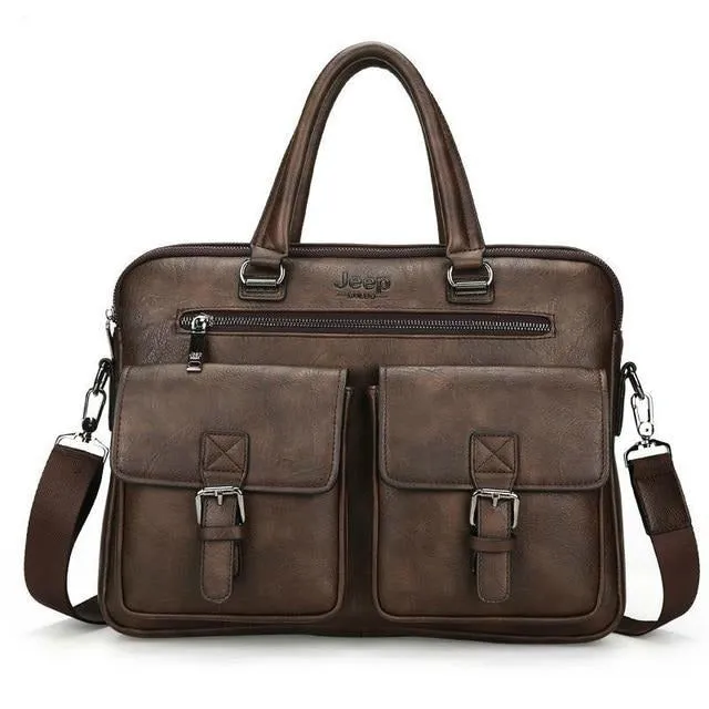 West Louis Men's Luxury Leather Business Briefcase