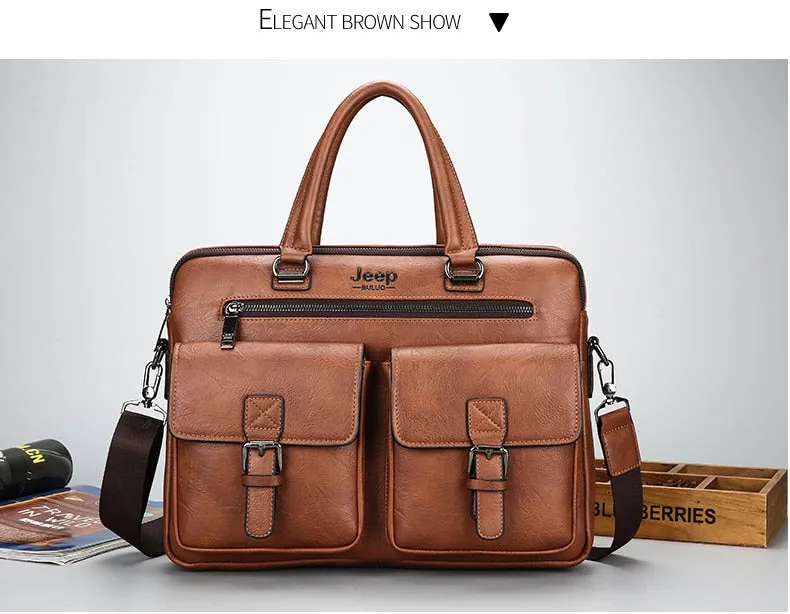 West Louis Men's Luxury Leather Business Briefcase