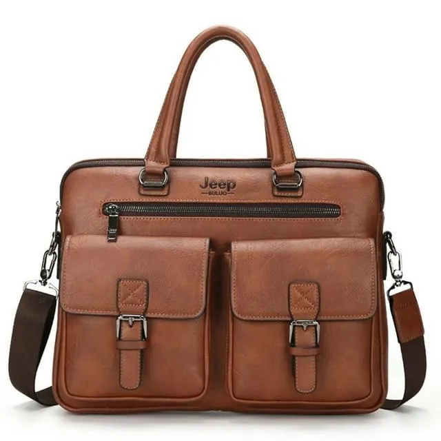 West Louis Men's Luxury Leather Business Briefcase