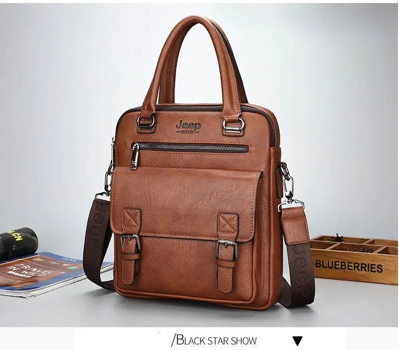 West Louis Men's Luxury Leather Business Briefcase